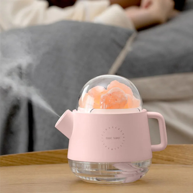 PINK SALT TEAPOD HUMIDIFIER - LAMP RECHARABLE